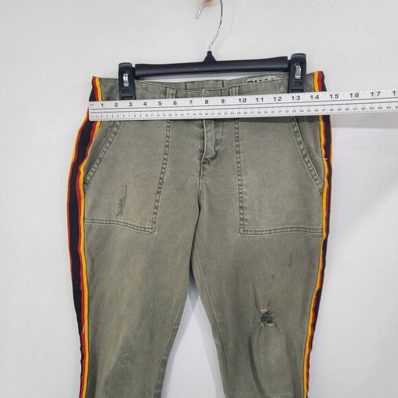 Pam & Gela Militia  Uniform Side Stripe Step Hem cropped pants size 26 - Picture 5 of 11